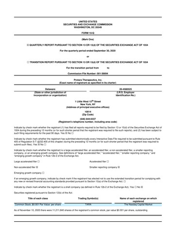 Thumbnail Protara Therapeutics 10-Q Quarterly Report FY 