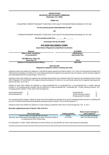 Miniature Hyliion 10-Q Rapport trimestriel 2020 