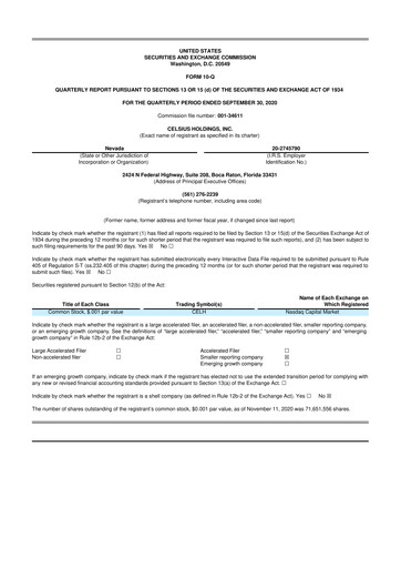 Thumbnail Celsius Holdings
 10-Q Quarterly Report FY2020 