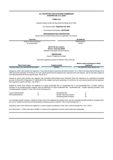 Thumbnail GrowGeneration
 10-Q Quarterly Report FY 