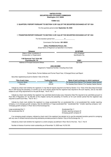 Thumbnail Adial Pharmaceuticals
 10-Q Quarterly Report FY 