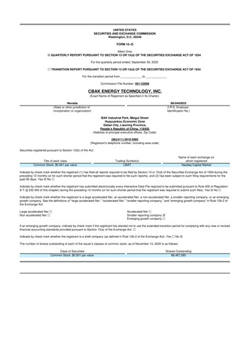 Thumbnail CBAK Energy Technology 10-Q Quarterly Report FY2020 