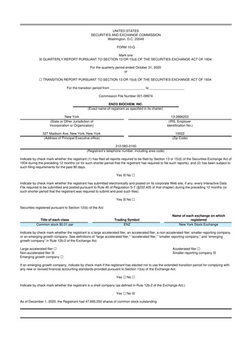 Thumbnail Enzo Biochem 10-Q Quarterly Report FY 