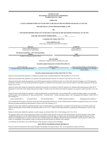 Thumbnail Sensus Healthcare 10-K Annual Report 2020