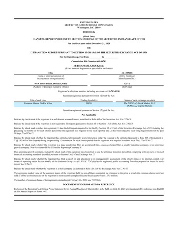 Miniature SB Financial Group 10-K Rapport annuel 2020