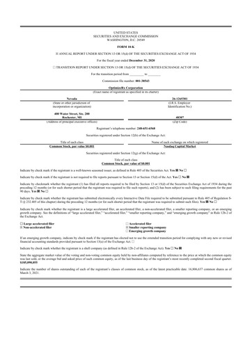 Thumbnail OptimizeRx 10-K Annual Report 2020