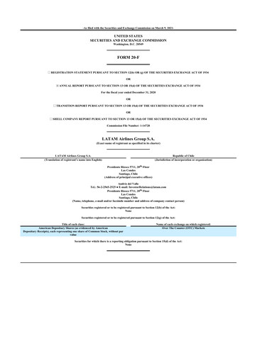 Thumbnail LATAM Airlines  20-F Annual Report 2020