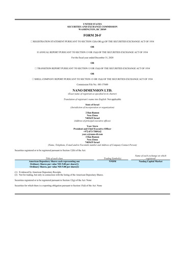 Thumbnail Nano Dimension
 20-F Annual Report 2020