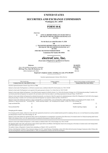 Thumbnail electroCore 10-K Annual Report 2020