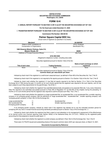Thumbnail Palmer Square Capital BDC 10-K Annual Report 