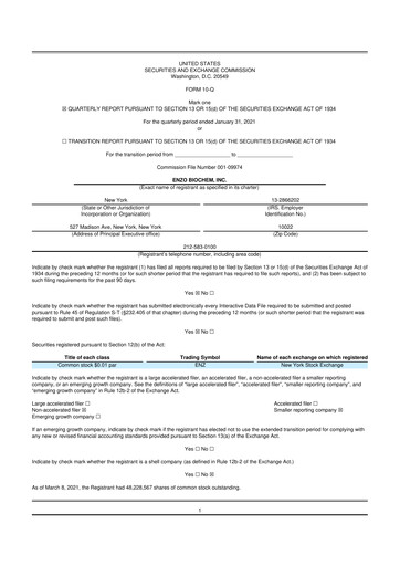 Thumbnail Enzo Biochem 10-Q Quarterly Report FY 