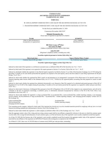 Thumbnail Relmada Therapeutics 10-K Annual Report 2020