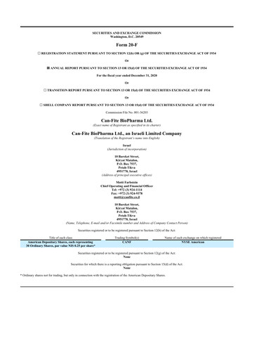 Thumbnail Can Fite Biopharma
 20-F Annual Report 2020