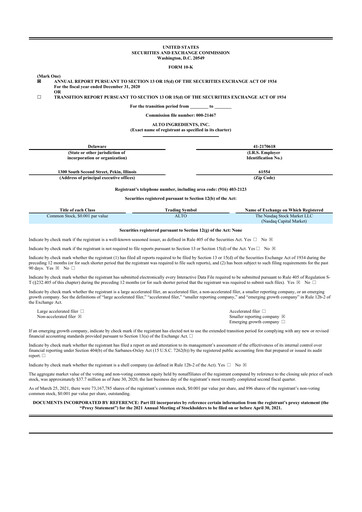 Thumbnail Alto Ingredients 10-K Annual Report 2020