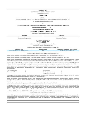 Thumbnail Inspired Entertainment 10-K Annual Report 2020