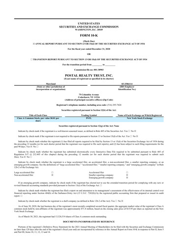 Thumbnail Postal Realty Trust 10-K Annual Report 2020