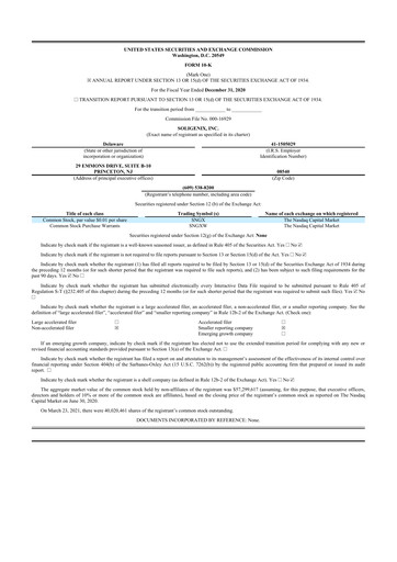 Thumbnail Soligenix 10-K Annual Report 2020