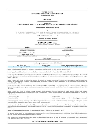 Miniature Longeveron 10-K Rapport annuel 