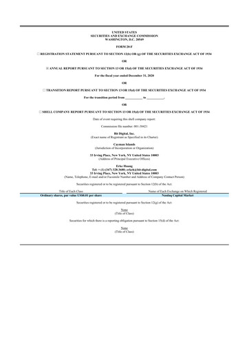 Thumbnail Bit Digital
 20-F Annual Report 2020