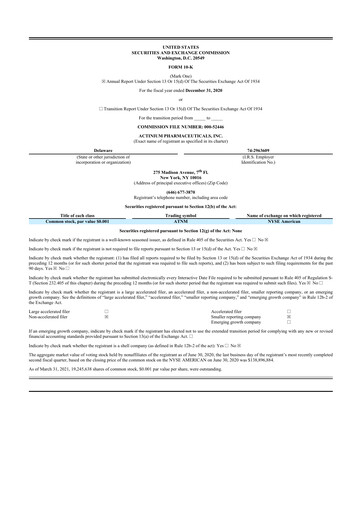 Thumbnail Actinium Pharmaceuticals 10-K Annual Report 2020