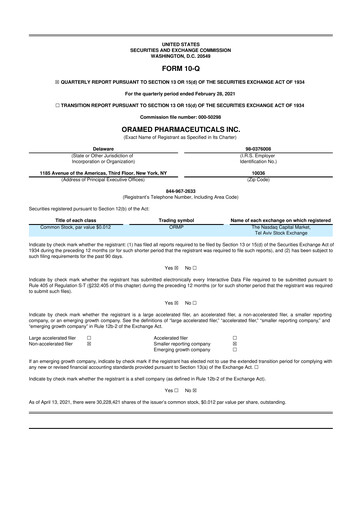 Thumbnail Oramed Pharmaceuticals 10-Q Quarterly Report FY2021 
