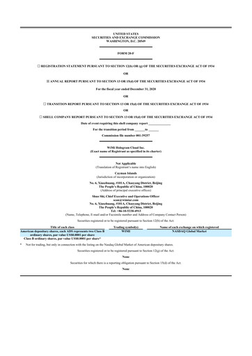 Thumbnail WiMi Hologram Cloud 20-F Annual Report 2020