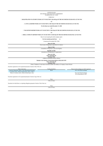 Thumbnail Banco de Chile
 20-F Annual Report 2020