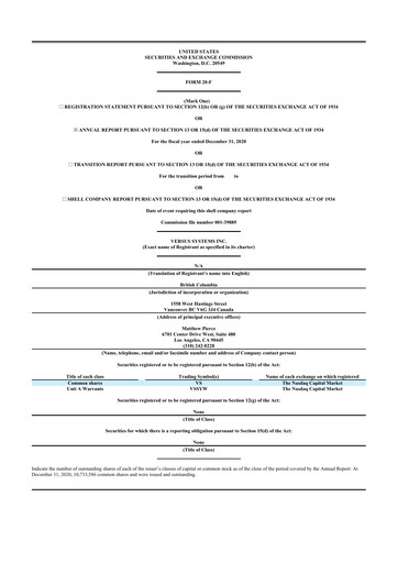 Thumbnail Versus Systems 20-F Annual Report 2020