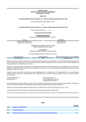 Thumbnail Air Industries Group 10-Q Quarterly Report FY2021 