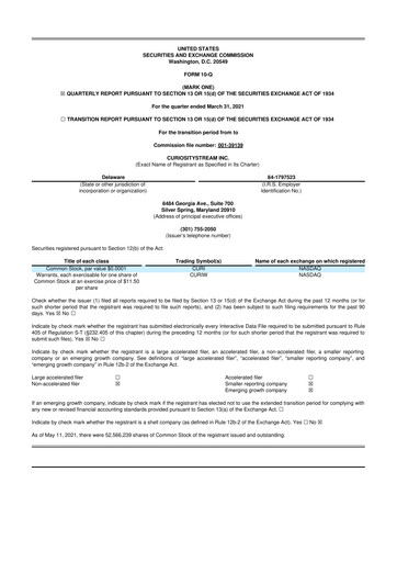 Thumbnail CuriosityStream 10-Q Quarterly Report FY2021 