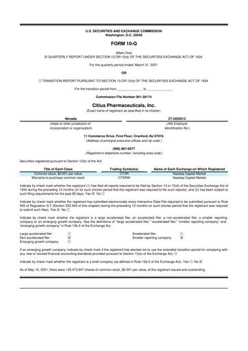Vorschaubild Citius Pharmaceuticals
 10-Q Quartalsbericht 2021 