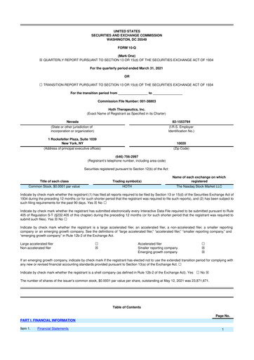 Thumbnail Hoth Therapeutics 10-Q Quarterly Report FY2021 