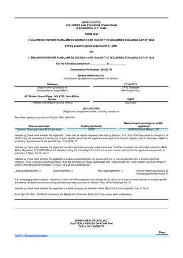 Thumbnail Sensus Healthcare 10-Q Quarterly Report FY2021 