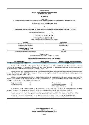 Thumbnail Actinium Pharmaceuticals 10-Q Quarterly Report FY2021 