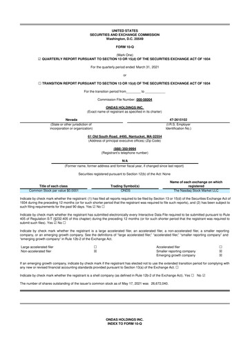 Thumbnail Ondas Holdings 10-Q Quarterly Report FY2021 