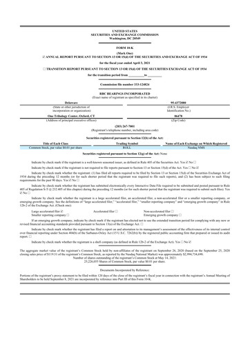 Thumbnail RBC Bearings 10-K Annual Report 2021