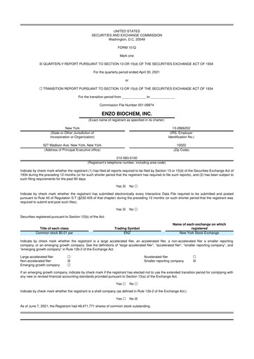 Thumbnail Enzo Biochem 10-Q Quarterly Report FY 
