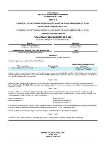 Thumbnail Oramed Pharmaceuticals 10-Q Quarterly Report FY2021 