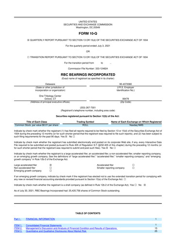 Thumbnail RBC Bearings 10-Q Quarterly Report FY2022 