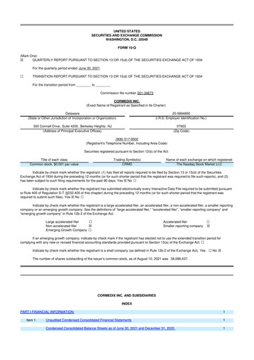 Thumbnail CorMedix 10-Q Quarterly Report FY2021 