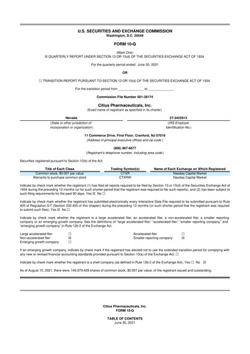 Vorschaubild Citius Pharmaceuticals
 10-Q Quartalsbericht 2021 