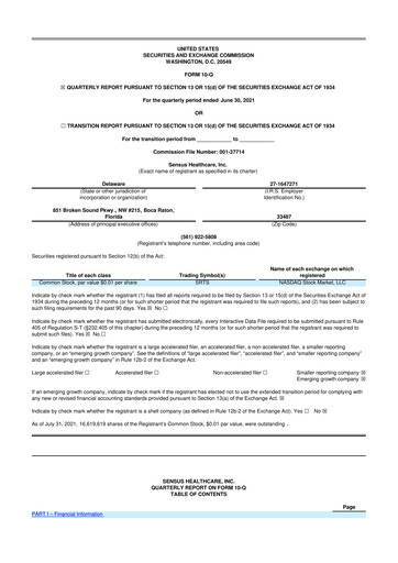 Thumbnail Sensus Healthcare 10-Q Quarterly Report FY2021 