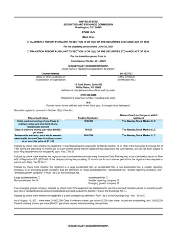 Thumbnail Waldencast 10-Q Quarterly Report FY2021 