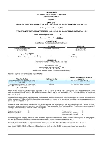 Miniature Celularity 10-Q Rapport trimestriel  