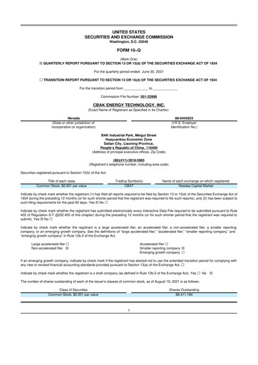 Thumbnail CBAK Energy Technology 10-Q Quarterly Report FY2021 