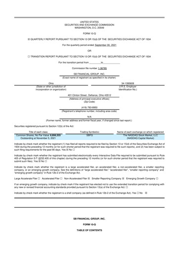 Thumbnail SB Financial Group 10-Q Quarterly Report FY2021 