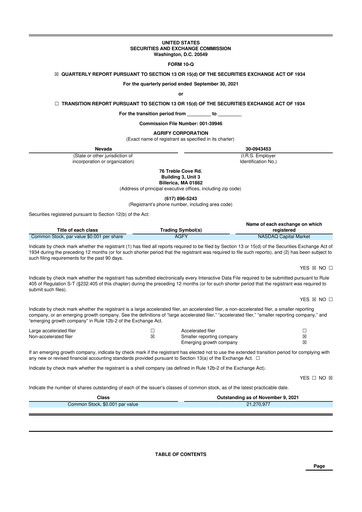 Miniature Agrify 10-Q Rapport trimestriel 2021 
