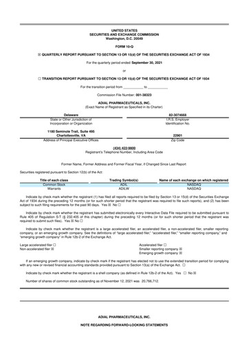 Thumbnail Adial Pharmaceuticals
 10-Q Quarterly Report FY 