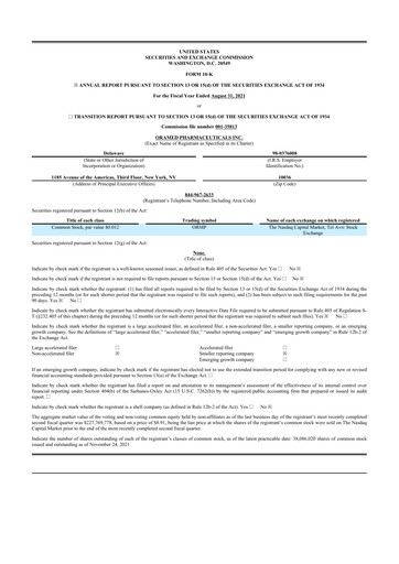 Vorschaubild Oramed Pharmaceuticals 10-K Jahresbericht 2021
