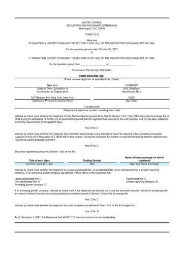 Thumbnail Enzo Biochem 10-Q Quarterly Report FY 